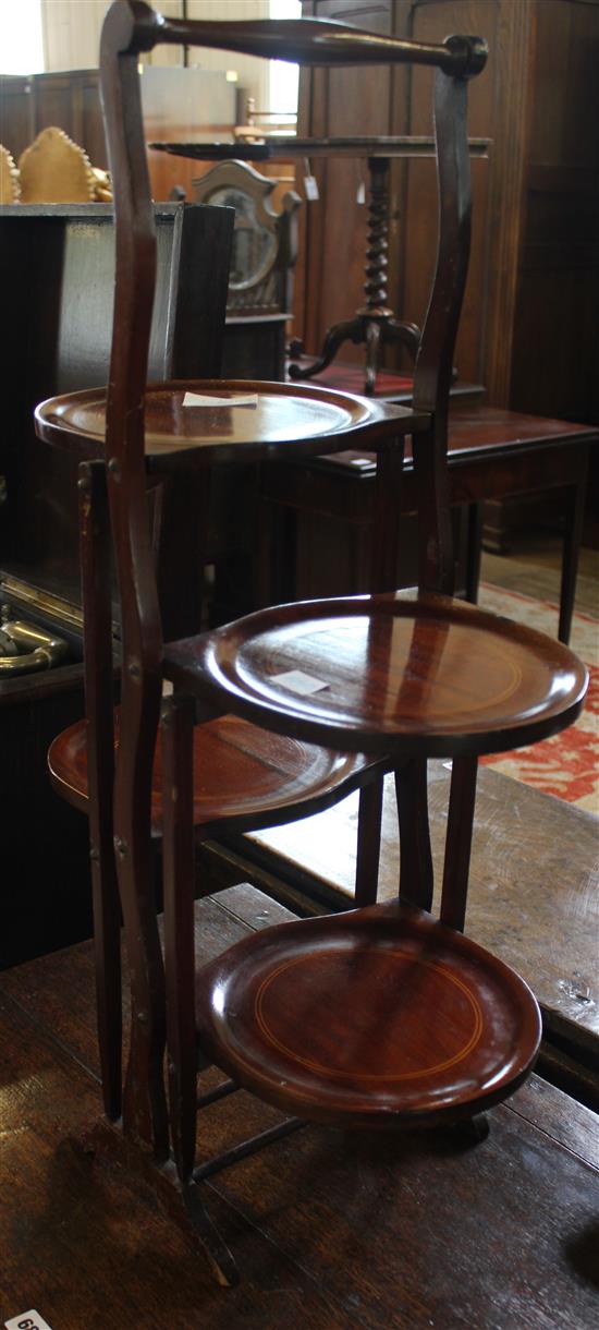 Inlaid mahogany cakestand